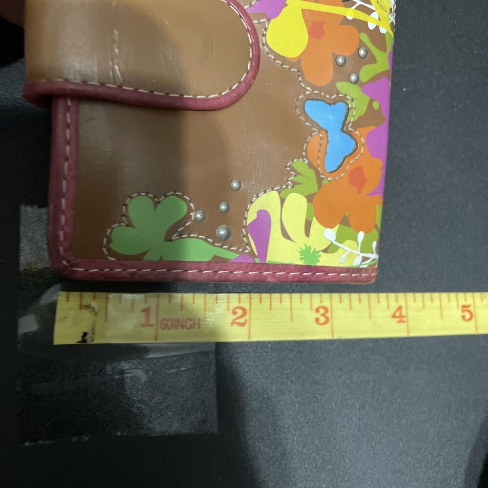 Vintage Fossil  Tri-Fold Wallet Butterfly Garden Pattern Pink Brown - Picture 13 of 13